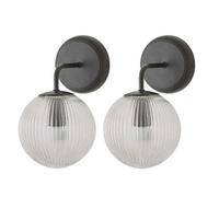 ValueLights | Kempton Pair of Matte Black Ribbed Glass Globe Shade Wall Lights | Wall Lights, Home Décor & Improvement Essential
