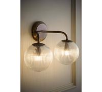 ValueLights Kempton 2 Arm Wall Light with Ribbed Glass Shades in Bronze ValueLights Bronze