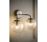 ValueLights Kempton 2 Arm Wall Light with Ribbed Glass Shades in Silver ValueLights Silver