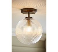 ValueLights | Kempton Brushed Brass Ribbed Glass Globe Shade Flush Ceiling Light | Ceiling Lights, Home Décor & Improvement Essential