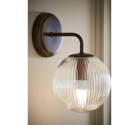 Valuelights Kempton Brushed Brass Wall Light With Ribbed Globe Shade