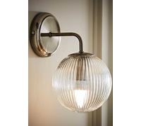 ValueLights | Kempton Brushed Chrome Ribbed Glass Globe Shade Single Arm Wall Light | Wall Lights, Home Décor & Improvement Essential