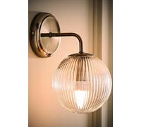 ValueLights | Kempton Brushed Chrome Ribbed Glass Globe Shade Single Arm Wall Light with Bulb | Wall Lights, Home Décor & Improvement Essential