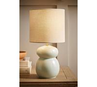 Kendal Natural Linen Drum Shade Glazed Ceramic Table Lamp ValueLights Pale Blue One Size
