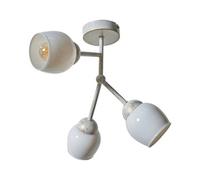 Valuelights Kenton Modern 3 Way Aged Metal Effect Ceiling Light Fitting With White Glass Shades - Led Filament Bulbs In Warm White