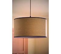 ValueLights Kiara Woven Easy Fit Shade with Navy Colour Match Trim Inner & Bulb in Cream | Size: Small ValueLights Cream Small