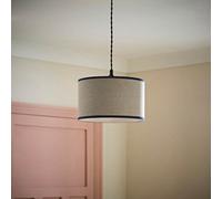 ValueLights Kiara Woven Easy Fit Shade with Navy Colour Match Inner & Trim in Cream | Size: Small ValueLights Cream Small