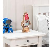 ValueLights Kids Battery Powered Wooden Rocket Wall or Table Lamp ValueLights Multicolor