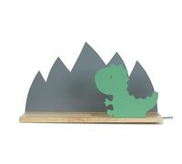 ValueLights | Kids Green and Grey Dinosaur Design Plug in Wall Light with Shelf and Pull Cord Switch Children's Bedroom Light + LED Bulb | Novelty & Home Improvements Essential
