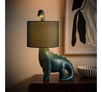 ValueLights | Kids Green Dinosaur Table Lamp with Drum Fabric Shade | Home Décor, Bedside & Desk Lamp | Includes Bulb [3000K Warm White]