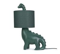 ValueLights | Kids Green Dinosaur Table Lamp with Drum Fabric Shade | Home Décor, Bedside & Desk Lamp | Includes Bulb [3000K Warm White]