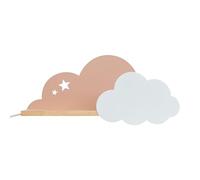 Kids Pink and White Cloud Design Plug in Wall Light with Shelf and Pull Cord Switch Children's Bedroom Light