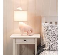 Valuelights Kids Pink Dinosaur Bedside Table Lamp With Drum Fabric Shade Pink