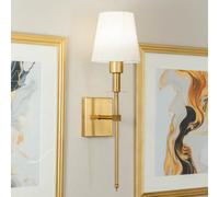 Valuelights Kincaid Rechargeable Easy Fit Wall Light With Fabric Shade - Antique Brass
