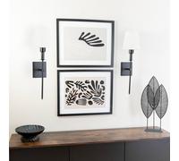 Set of 2 Kasey Rechargeable Easy Fit Wall Lights with Shades in Black black