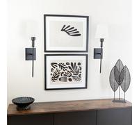 Valuelights Kincaid Set Of 2 - Rechargeable Easy Fit Wall Light With Fabric Shade - Black