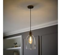 ValueLights Kira Glass Cloche Brushed Brass Single Ceiling Pendant Light in Bronze ValueLights Bronze
