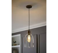 Valuelights Kira Glass Cloche Brushed Brass Single Ceiling Pendant Light In Bronze Bronze One Size