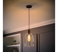 ValueLights Kira Glass Cloche Brushed Brass Single Ceiling Pendant Light with Bulb in Bronze ValueLights Bronze