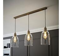 Kira Glass Cloche Dome 3 Drop Bar Diner Ceiling Pendant Light ValueLights Silver One Size