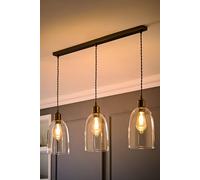 Valuelights Kira Glass Cloche Dome 3 Drop Bar Diner Ceiling Pendant Light & Bulbs In Bronze Bronze