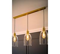 Kira Glass Cloche Dome 3 Drop Bar Diner Ceiling Pendant Light with LED Bulbs ValueLights Gold One Size