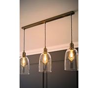 ValueLights Kira Glass Brushed Chrome 3 Drop Ceiling Light & Bulbs