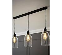 Kira Glass Cloche Dome 3 Drop Bar Diner Ceiling Pendant Light ValueLights Black One Size