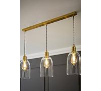 Kira Glass Cloche Dome 3 Drop Bar Diner Ceiling Pendant Light ValueLights Gold One Size