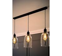 ValueLights Kira Glass Cloche Dome 3 Drop Bar Diner Ceiling Pendant Light with LED Bulbs in Black ValueLights Black
