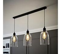 Kira Glass Cloche Dome 3 Drop Bar Diner Ceiling Pendant Light ValueLights Black One Size