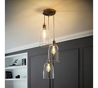 Kira Glass Cloche Dome 3 Drop Cluster Ceiling Pendant Light ValueLights Silver One Size