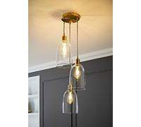 Kira Glass Cloche Dome 3 Drop Cluster Ceiling Pendant Light ValueLights Gold One Size