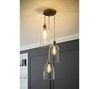 Kira Glass Cloche Dome 3 Drop Cluster Ceiling Pendant Light ValueLights Silver One Size