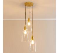Kira Glass Cloche Dome 3 Drop Cluster Ceiling Pendant Light with LED Bulbs ValueLights Gold One Size