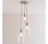 Kira Glass Cloche Dome 3 Drop Cluster Ceiling Pendant Light with LED Bulbs ValueLights Silver One Size