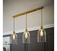 Kira Glass Cloche Dome 3 Drop Bar Diner Ceiling Pendant Light ValueLights Gold One Size