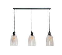 Valuelights Kira Glass Dome 3 Drop Bar Matte Black Diner Ceiling Pendant Light With Bulbs