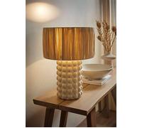 Valuelights Kiran Ceramic Stone Bubble Table Lamp With Raffia Lamp Shade And Led Bulb In Cream Cream One Size