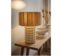 Kiran Ceramic Stone Bubble Table Lamp with Raffia Lamp Shade ValueLights Cream One Size