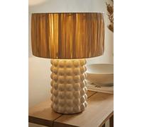 Kiran Ceramic Stone Bubble Table Lamp with Raffia Lamp Shade ValueLights Cream One Size