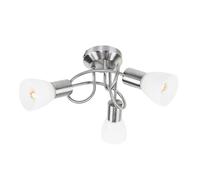 MiniSun | Modern 3 Way Brushed Chrome Curved Ceiling Light with Frosted Opal Glass Shades | Ceiling Spots, Home Décor & Improvement Essential