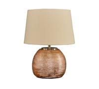 Valuelights Krista Metallic Copper Effect Ceramic Table Lamp With Cream Tapered Shade - Includes 4W Led Candle Bulb 3000K