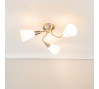 ValueLights | Traditional Silver 3 Arm Ceiling Light Fitting with White Frosted Glass Shades | Close-to-Ceiling Lights, Home Décor & Improvement Essential