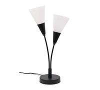 Valuelights Kristina Black 2 Arm Table Lamp With White Frosted Glass Shades