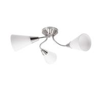 Valuelights Kristina Silver 3 Arm Ceiling Light With White Frosted Glass Shades