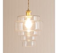 Lane Glass 5 Tier Layered Easy Fit Ceiling Pendant Lamp Shade with LED Bulb ValueLights Clear One Size