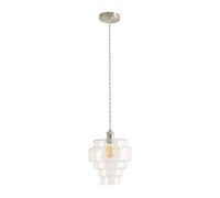 Lane Glass 5 Tier Shade Brushed Chrome Ceiling Pendant Light and Bulb ValueLights Clear One Size