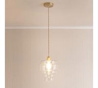 ValueLights Lane Clear Glass 5 Tier Shade Gold Single Pendant & Bulb