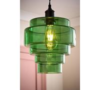 ValueLights | Lane Green Glass 5 Tier Layered Easy Fit Ceiling Pendant Lamp Shade | Shades, Home Décor & Improvement Essential | 235mm Shade Width